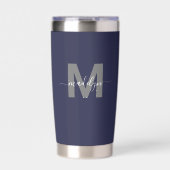 Gourde Isotherme Monogramme de nom bleu marine (Extérieur)