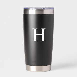 Gourde Isotherme Monogramme Élégant Moderne Minimaliste Blanc