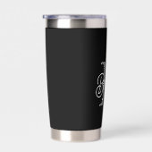 Gourde Isotherme Monogramme moderne élégant Nom noir Gris noir Scri (Gauche)