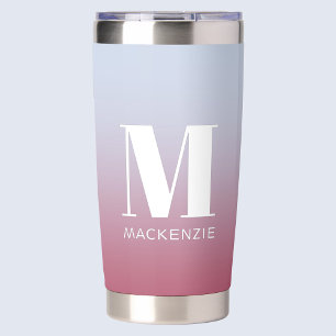 Gourde Isotherme Monogramme Nom initial Gradient rose bleu