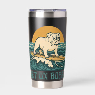Gourde Isotherme Monte à Bord Surfeur Chien Bulldog Rétro en Trai