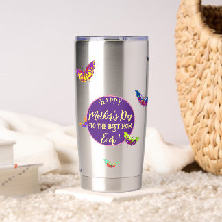Gourde Isotherme Mother’s Day calligraphy with colorful butterflies