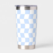 Gourde Isotherme Motif à carreaux rétro bleu pastel et blanc (Gauche)