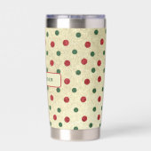 Gourde Isotherme Motif à points rouges et verts Noël Rétro (Couvercle)