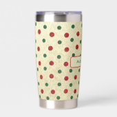Gourde Isotherme Motif à points rouges et verts Noël Rétro (Extérieur)