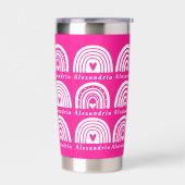 Gourde Isotherme Motif arc-en-ciel personnalisé rose chaud (Gauche)