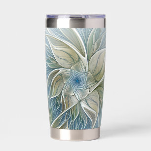 Gourde Isotherme Motif de rêve floral Abstrait Bleu Kaki Fractal