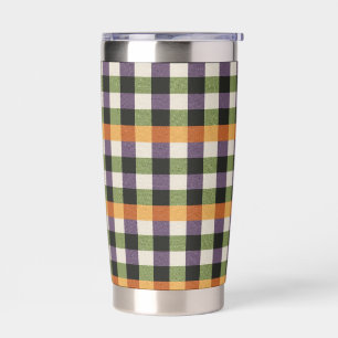 Gourde Isotherme Motif Halloween vert, violet et noir en vichy