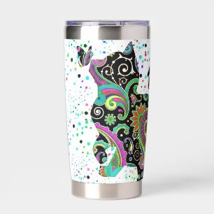 Gourde Isotherme Mug personnalisé avec chat et papillon Paisley