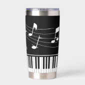 Gourde Isotherme Music Notes Piano Personalized Black White (Couvercle)