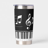 Gourde Isotherme Music Notes Piano Personalized Black White (Gauche)