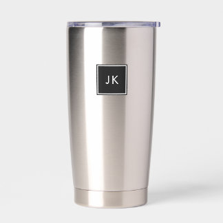 Gourde Isotherme Noir & Blanc Minimaliste Monogramme Initiales Café
