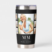 Gourde Isotherme noir blanc photo collage nom monogramme (Extérieur)