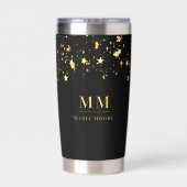 Gourde Isotherme Noir étoile or personnalisé monogramme initiales n (Couvercle)