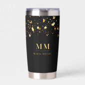 Gourde Isotherme Noir étoile or personnalisé monogramme initiales n (Extérieur)