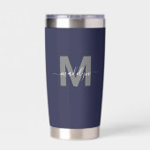 Gourde Isotherme Nom bleu marine Monogramme (Couvercle)