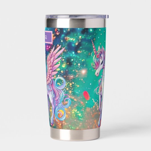 Gourde Isotherme Nom de la licorne de l'imaginaire mignon (Gauche)