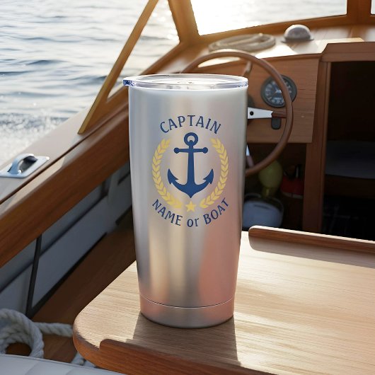 Gourde Isotherme Nom du bateau capitaine Ancre Gold Laurel Star Mar