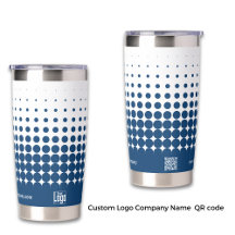 Nom du logo moderne QR-code WWW Bleu Blanc demi-te