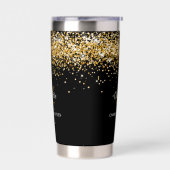 Gourde Isotherme Nom du monogramme en or noir (Gauche)