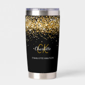 Gourde Isotherme Nom du monogramme en or noir (Couvercle)