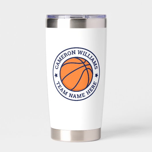 Gourde Isotherme Nom et équipe de basket-ball bleu étoiles blanc (Extérieur)
