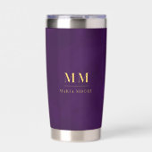 Gourde Isotherme Nom initial de monogramme personnalisé pourpre (Extérieur)