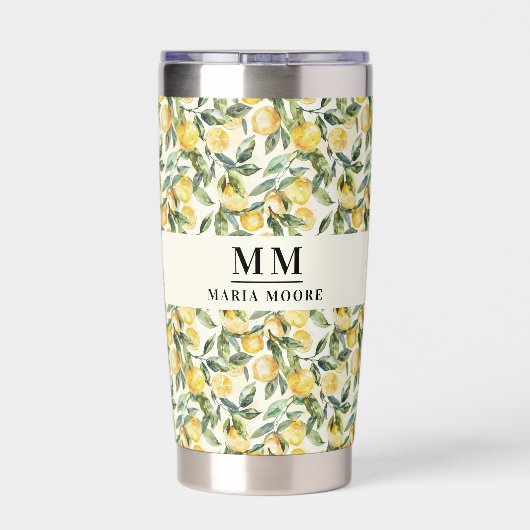 Gourde Isotherme Nom initial du monogramme citron (Couvercle)