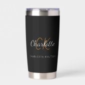 Gourde Isotherme Nom initial du monogramme noir blanc (Extérieur)