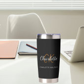 Gourde Isotherme Nom initial du monogramme noir blanc