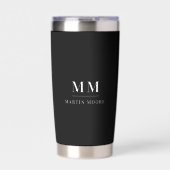 Gourde Isotherme Nom initial du monogramme personnalisé en noir bla (Extérieur)