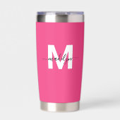 Gourde Isotherme Nom Monogramme Rose (Extérieur)