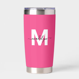 Gourde Isotherme Nom Monogramme Rose
