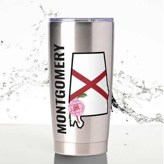 Gourde Isotherme Nom personnalisé Alabama Drapeau et Fleur d'État C