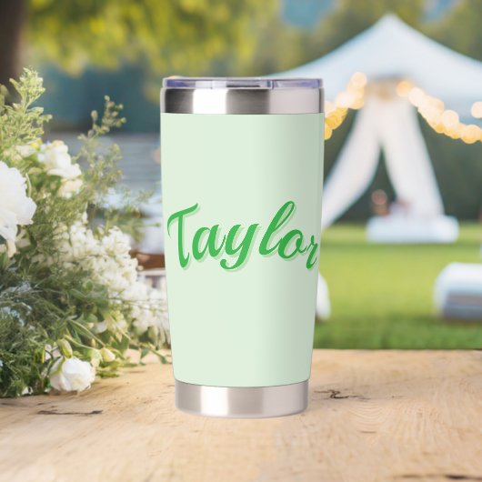 Gourde Isotherme Nom Taylor En Vert, (Mariage (pivotée))