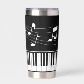 Gourde Isotherme Notes de musique pour piano Nom de script noir bla (Couvercle)
