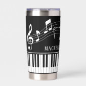 Gourde Isotherme Notes de musique pour piano Nom de script noir bla (Extérieur)