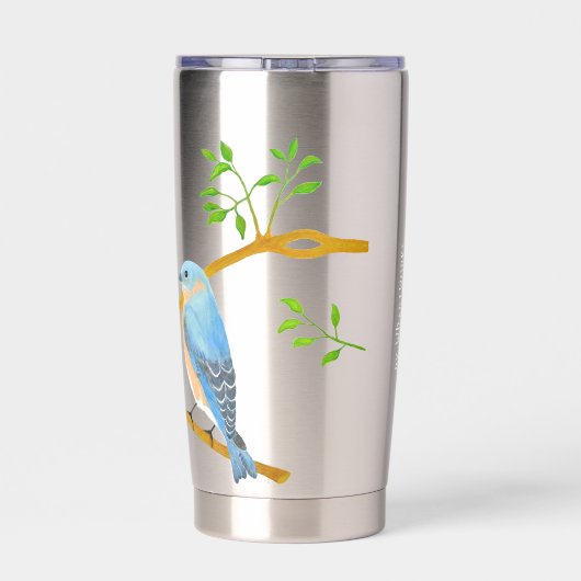 Gourde Isotherme Oiseaux bleus monogrammés (Couvercle)