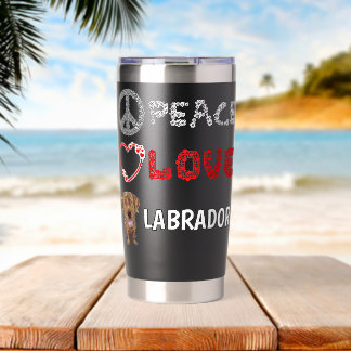 Gourde Isotherme Paix Amour Labradors Cadeau Lab Chocolate Labrador