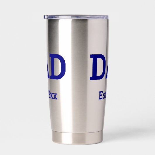 Gourde Isotherme Papa Est. modèle de texte bleu marine 19xx (Gauche)