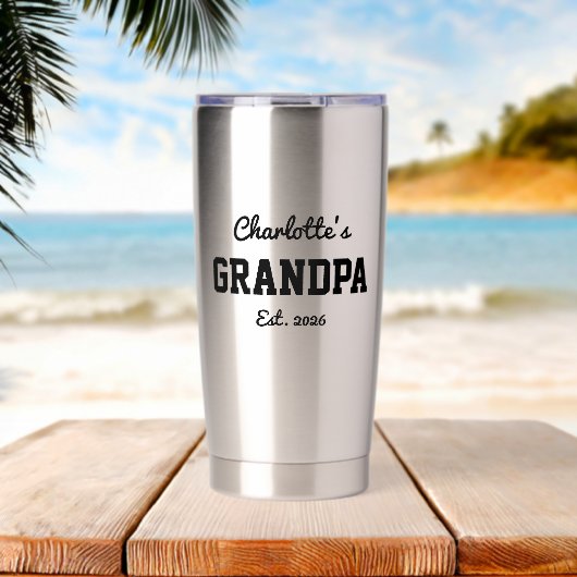 Gourde Isotherme Papi a établi un nom moderne audacieux (Plage (pivotée))