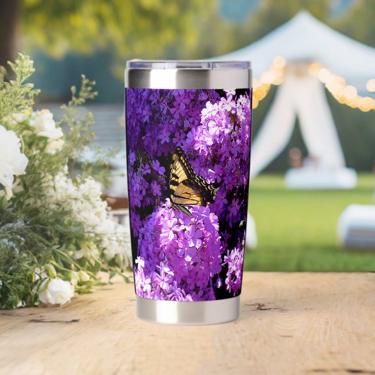Gourde Isotherme Papillon et Phlox (Mariage (pivotée))