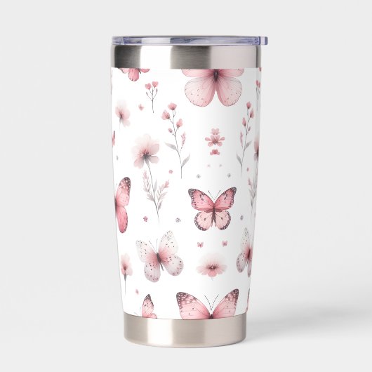 Gourde Isotherme Papillons roses  (Gauche)
