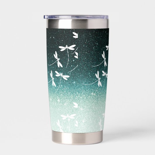 Gourde Isotherme Parties scintillant et libellules personnalisées (Gauche)