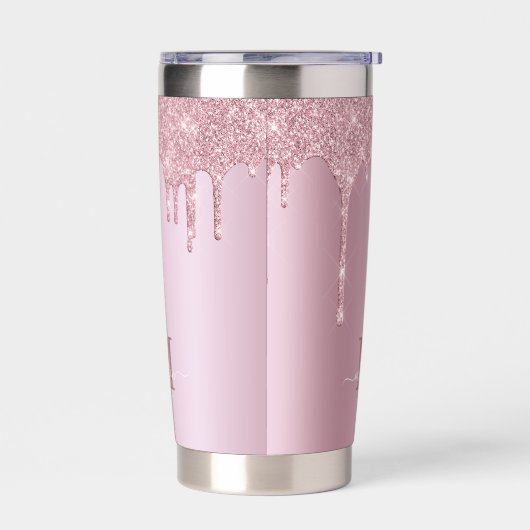 Gourde Isotherme Parties scintillant Rose d'or Luxe  Monogramme (Gauche)