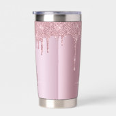 Gourde Isotherme Parties scintillant Rose d'or Luxe  Monogramme (Gauche)