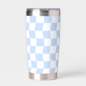 Gourde Isotherme Pastel Blue White Retro Checkerboard Pattern (Extérieur)