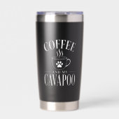 Gourde Isotherme Paw Café Et Mon Amant Cavapoo Noir (Extérieur)