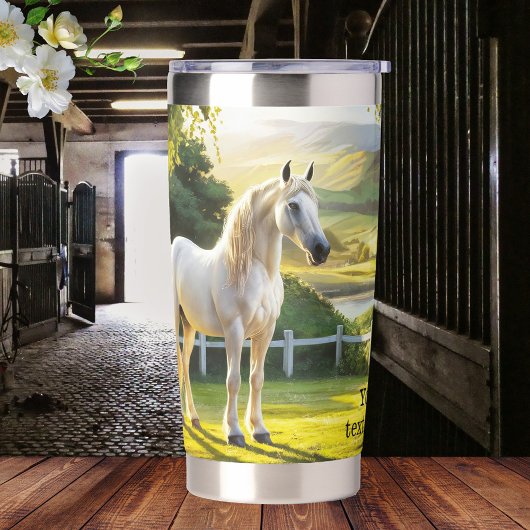 Gourde Isotherme Paysage de Cheval Blanc Peint Equin