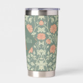 Gourde Isotherme Peach Floral William Morris Elegant Monogram (Gauche)